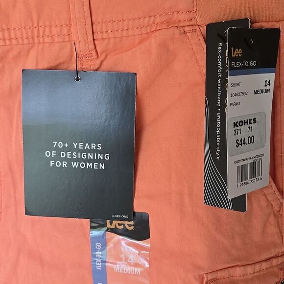 New Womens Lee Flex to Go Shorts Great Color 14 Medium Papaya Summer Ladies - Picture 6 of 16